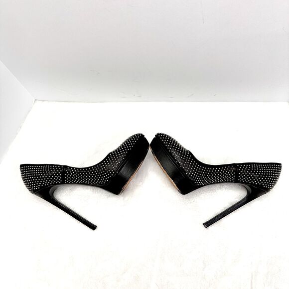 Saint Laurent YSL Studded Janis Black Leather Pumps Heels SZ 37.5 Italy - Picture 6 of 13